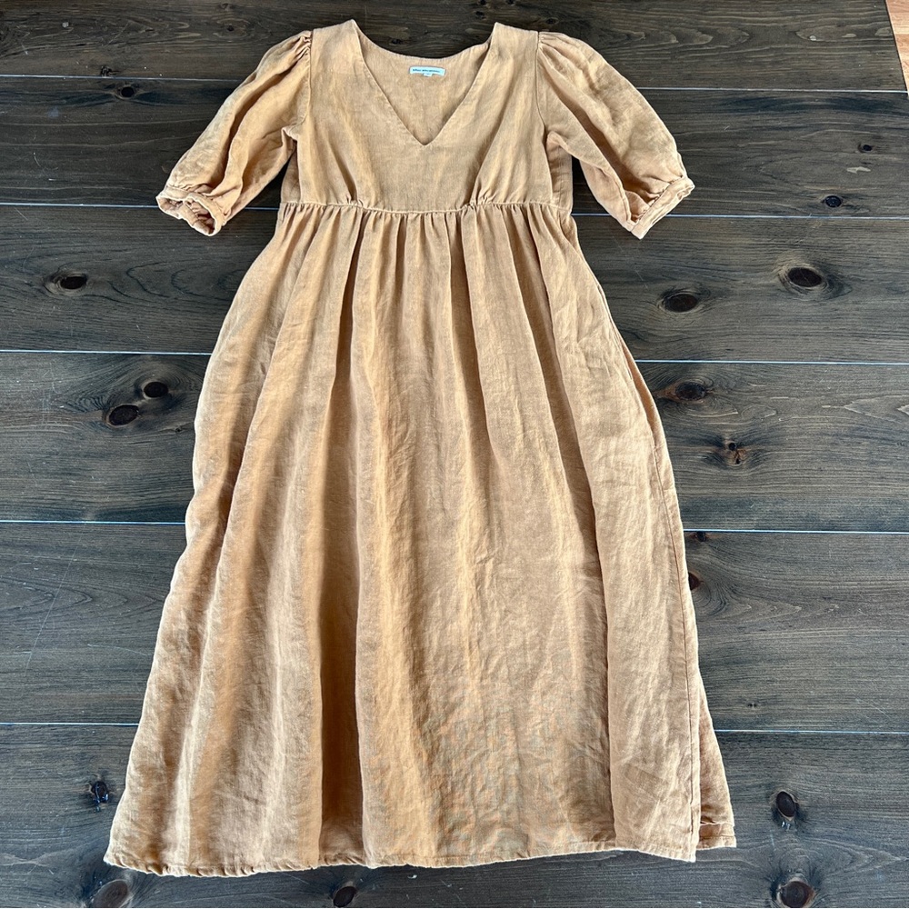 Blue Anemone Tan Textured Fabric